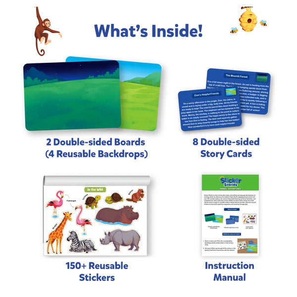 Sticker Stories - Animals Adventures | Creative Storytelling Kit (ages 3-7)