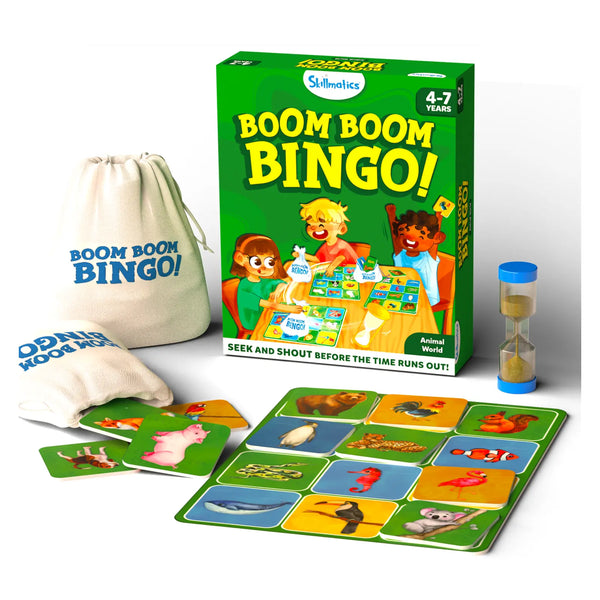 Boom Boom Bingo! Board Game: Animal World (ages 4-7)