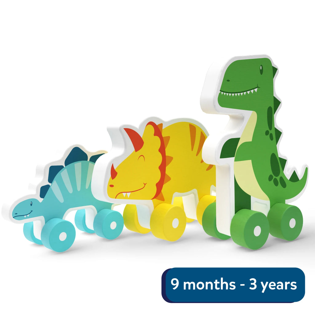 Dinosaurs on Wheels Wooden Dinosaur Toys on Wheels 9 months 3 yea