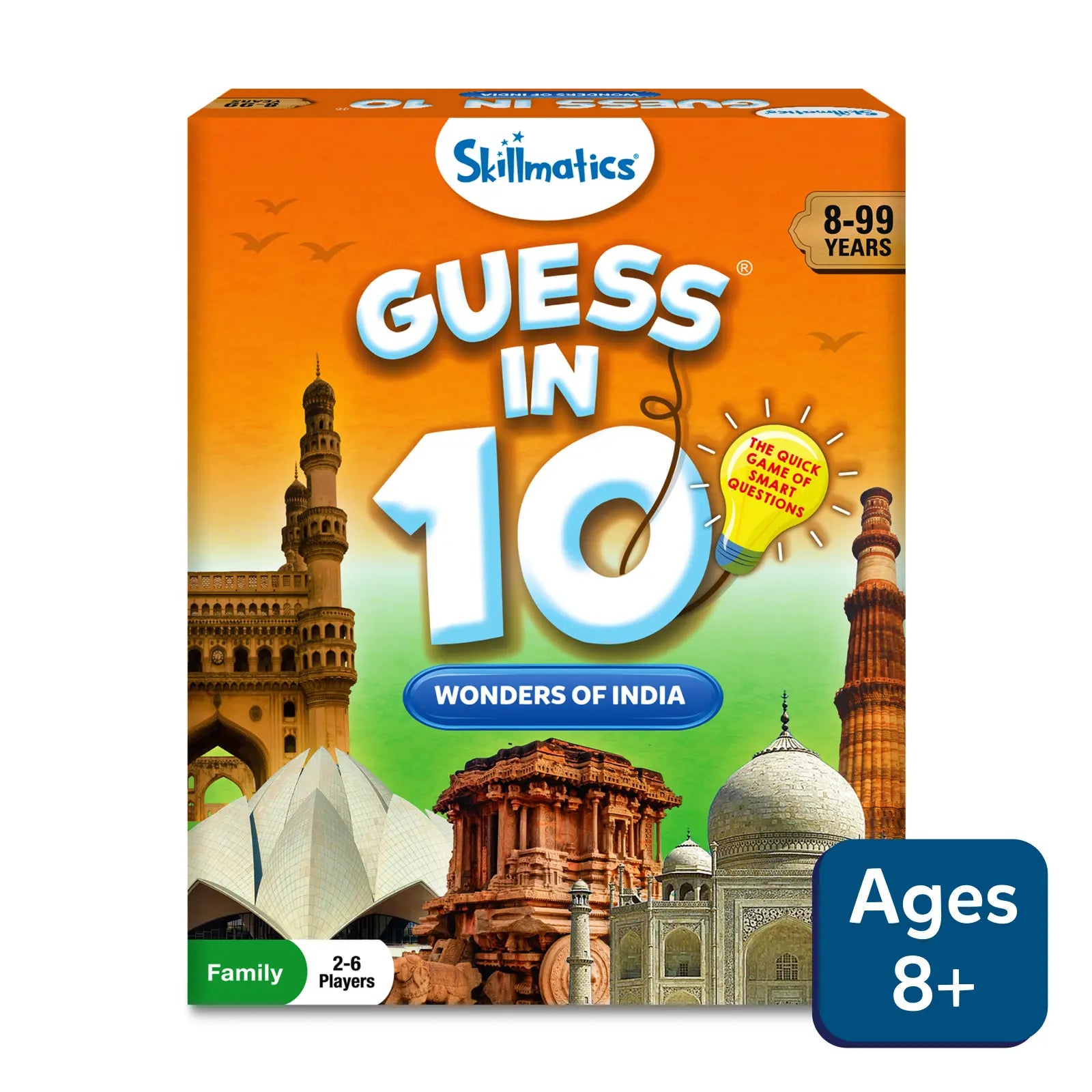 Guess in 10 Wonders of India Trivia card game ages 8 Skillmatics India