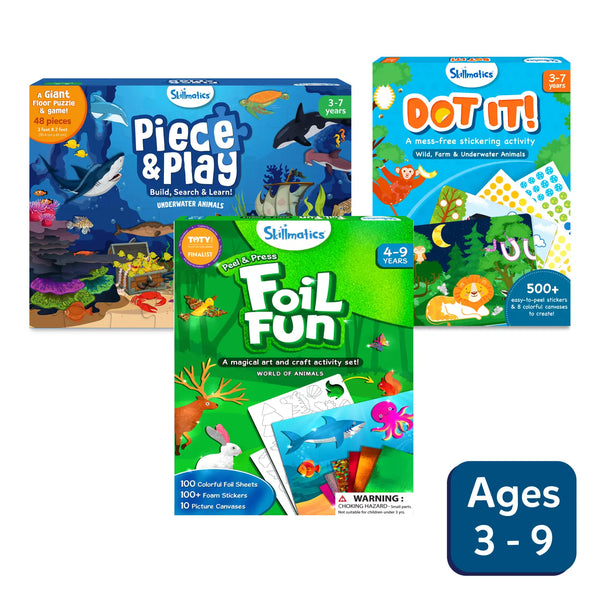 Skillmatics Foil Fun & Dot It Animals Theme Bundle, Art & Craft Kits, DIY  Activities for Kids