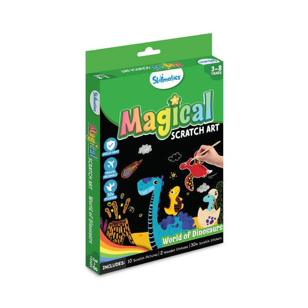 Travel Friendly Magical Scratch Art Book: World of Dinosaurs (ages 3-8)