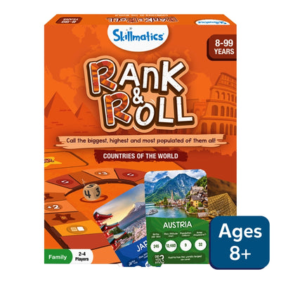 Rank & Roll: Countries of The World | Trump card & board Game (ages 8+)