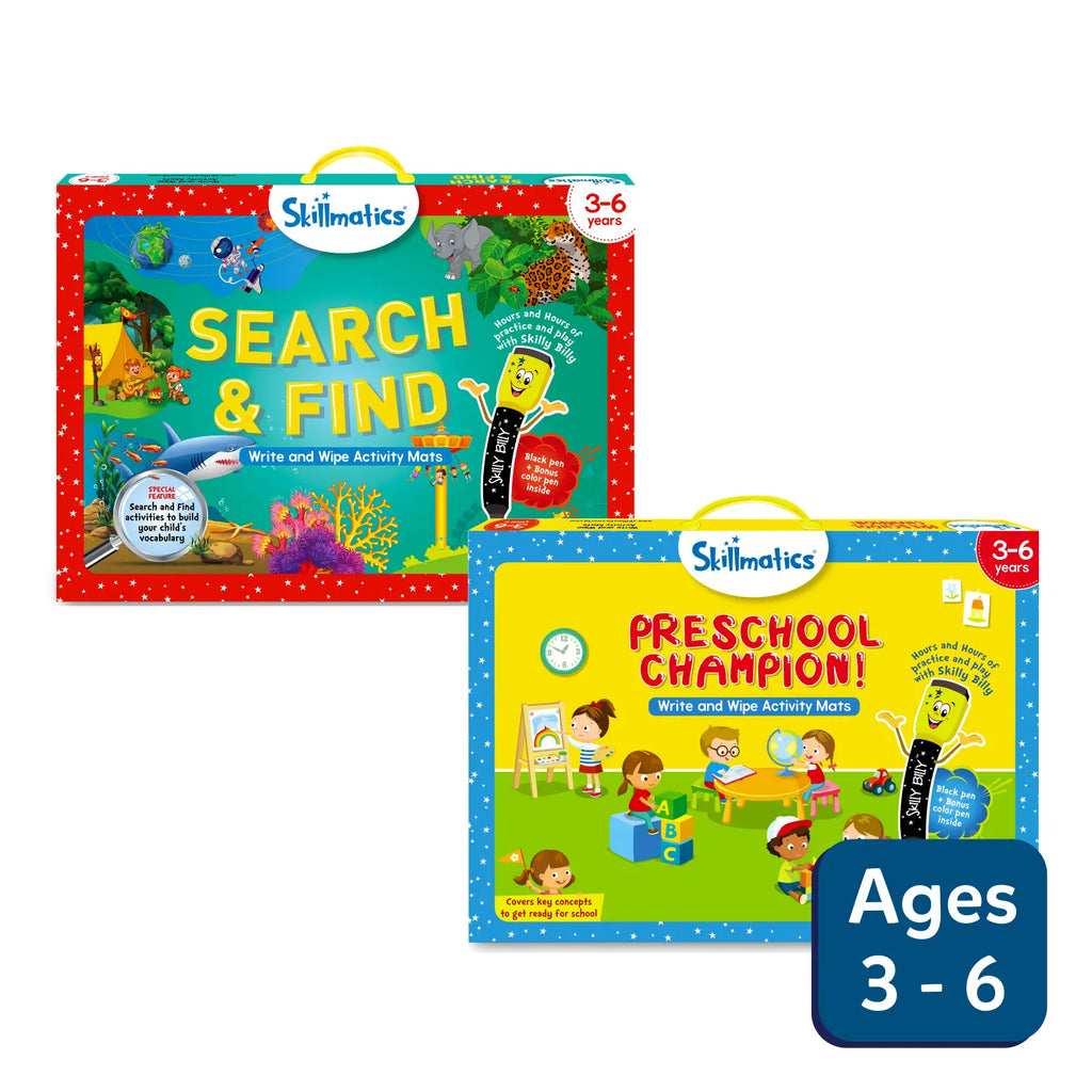 Search & Find + Preschool Champion | Reusable Activity Mats Combo (ages 3-6)