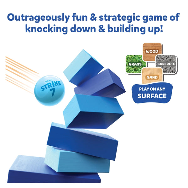 Skillmatics Block Game: Strike 7! | Strategic Game of Knocking Down & Building Up (ages 6+)